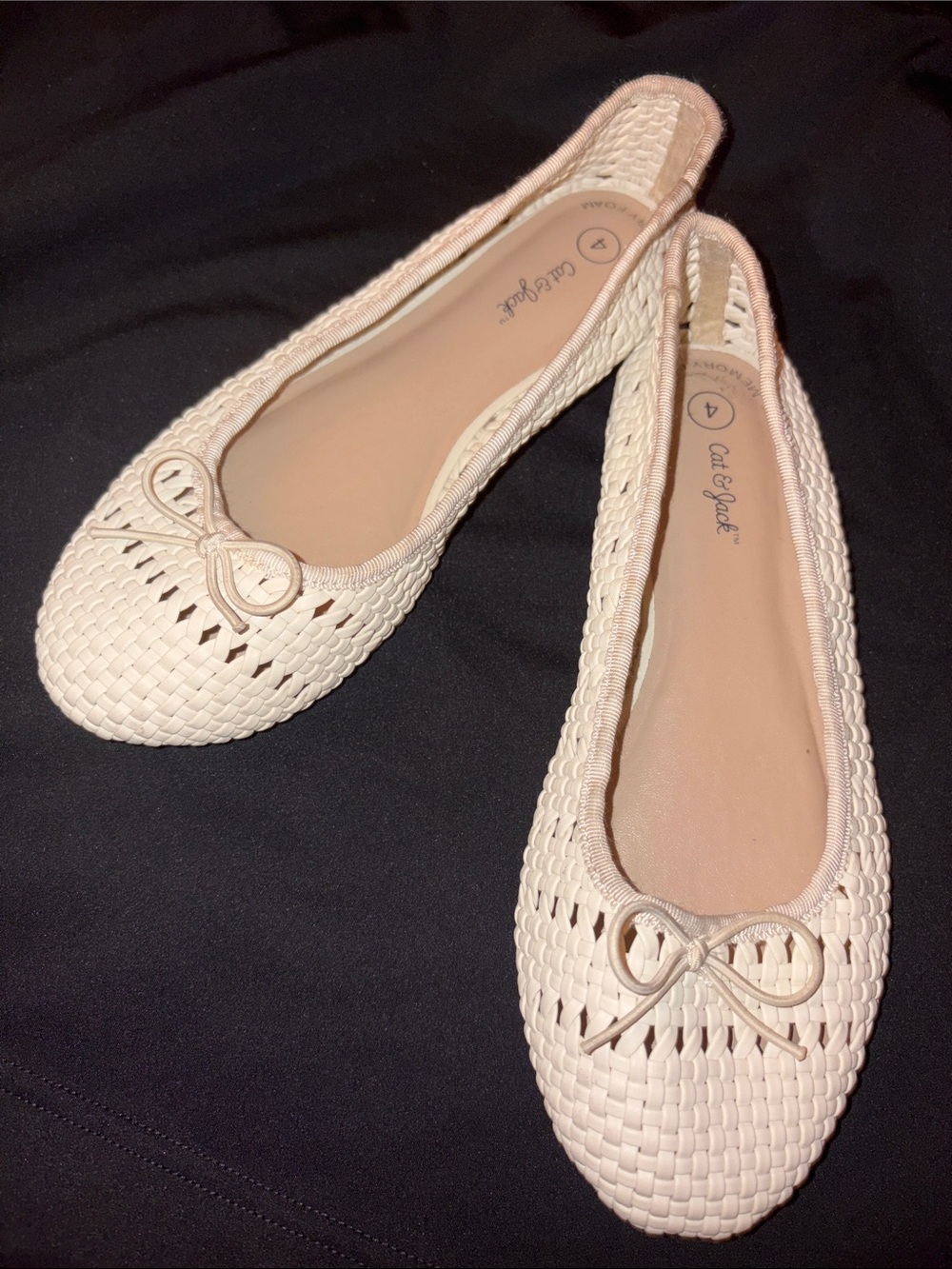 Cat & Jack Cream Woven Ballet Flats with Bow